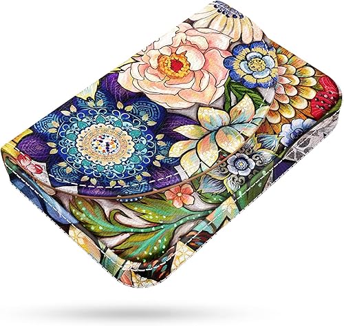 Miniatura 7 de Tarjetero de piel sintética para tarjetas de visita, patrón de impresión en color, tarjetero con bolsillos, bolsillos magnéticos para tarjetas de