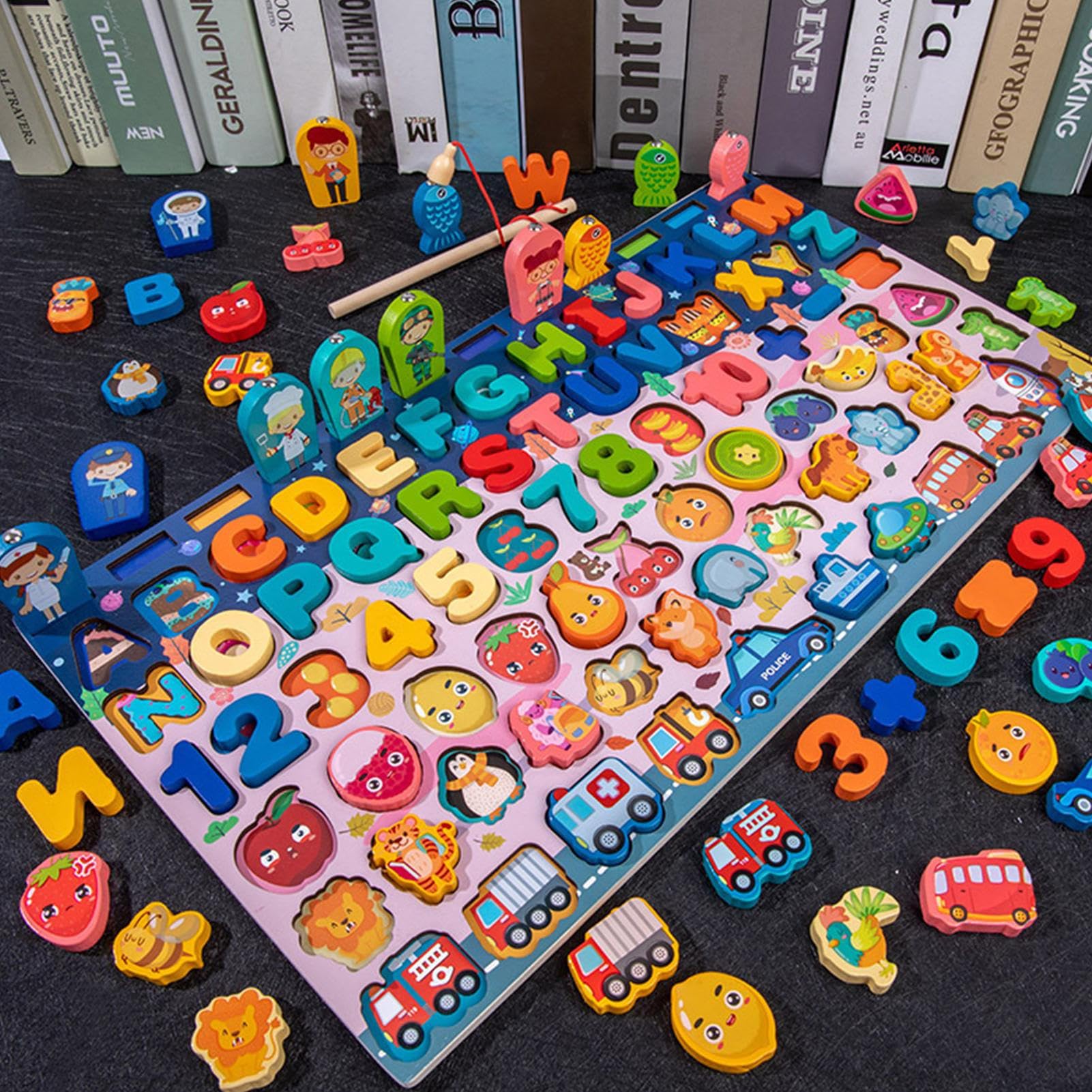 Holzrätsel Für, Sleek, – Holzlernrätsel Kinder Holz Alphabet, Zahlen Fischereispiel Fun Nummern, Formen Die Passende Pegboard Mädchen | Multipurpose Outdoor Indoor Utility