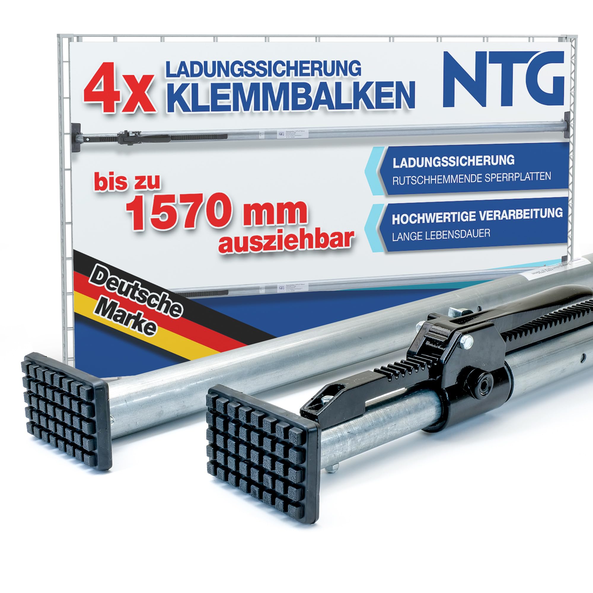 Klemmbalken Sperrbalken, Sperrlatte, Alu, 1200-1570 mm, Ladungssicherung und Transportsicherung für PKW LKW Anhänger Camper und Transporter (2)