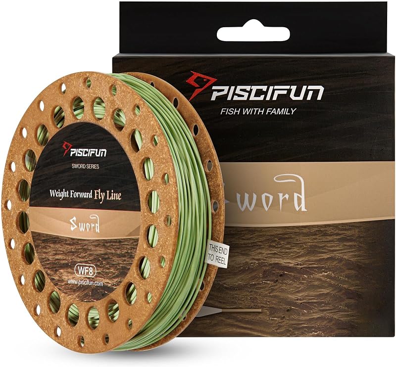 Piscifun Sword Fly Line with Welded Loop, Weight Forward Floating Fly Line, 90-100ft | Weight forward floating design for easy casting, welded loop for quick rigging, Highly visible color