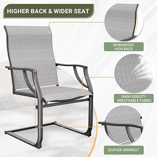 Miniatura 5 de Amopatio Juego de 2 sillas de patio, sillas de comedor al aire libre para todo tipo de clima, muebles de jardín transpirables para patio trasero,