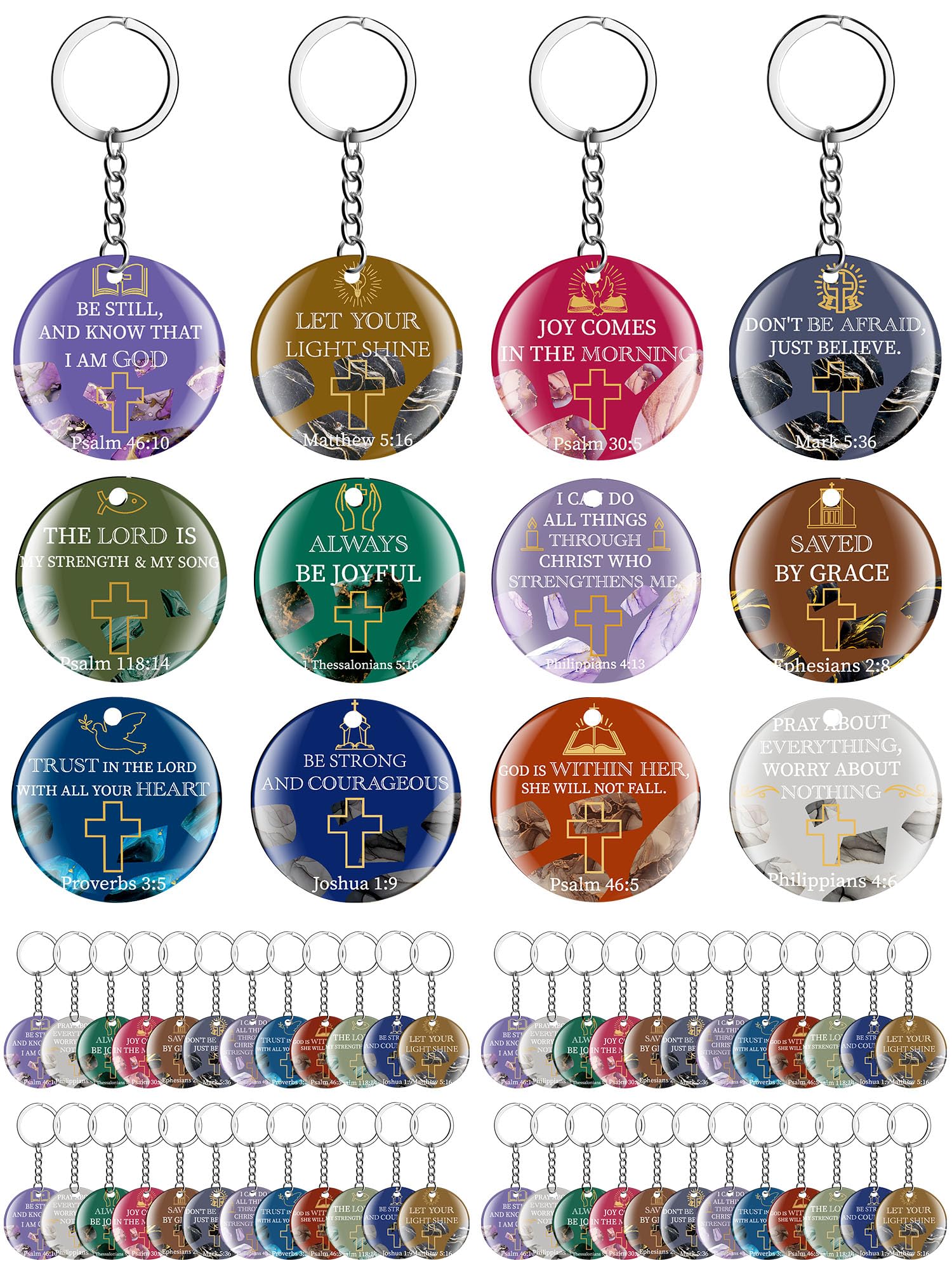 Janmercy 120 Pcs Acrylic Christian Keychain Floral Bible Verse Keychain  Religious Scripture Gifts Jewelry Gifts for Women Men