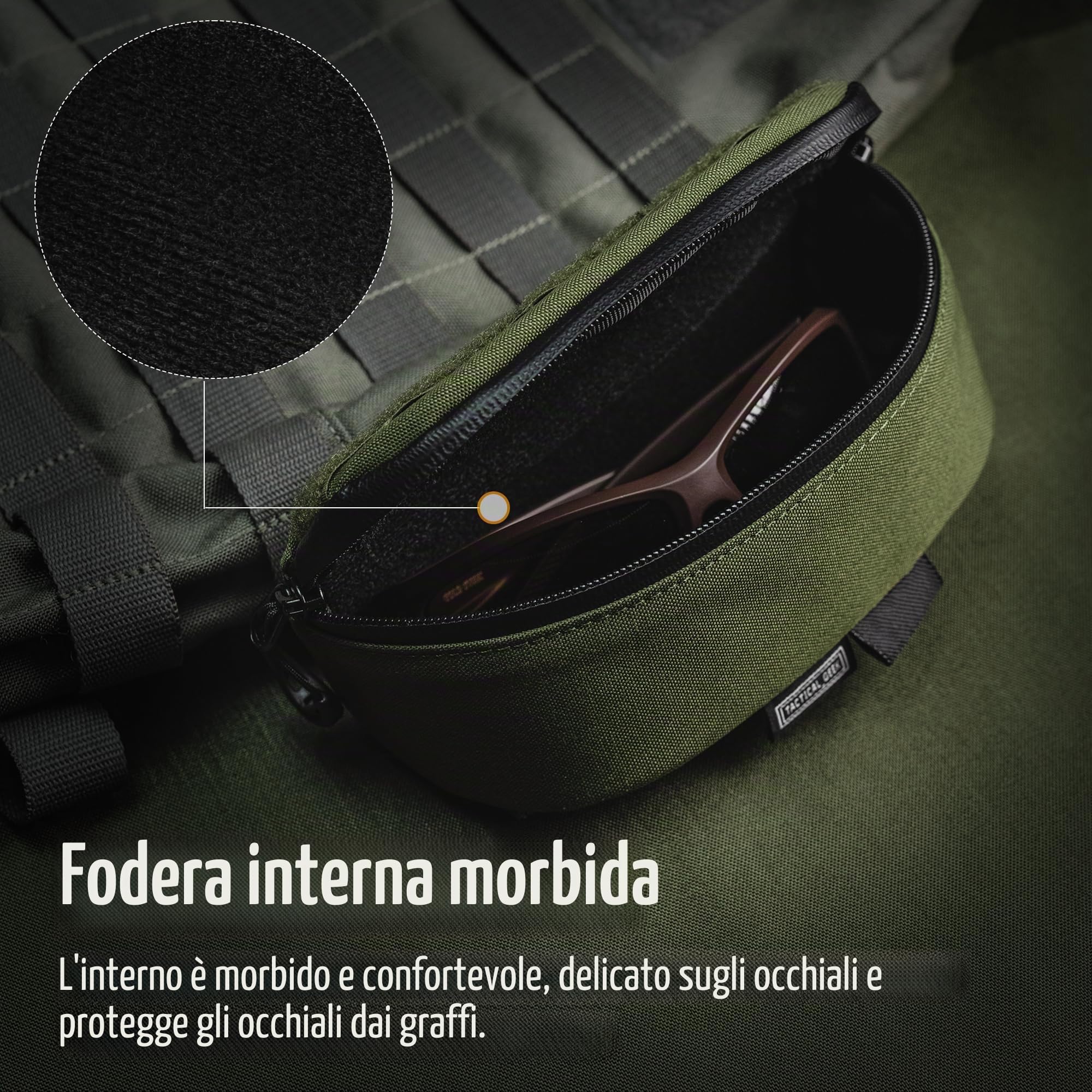 TACTICAL_GEEK EXT7 Custodia tattica per occhiali Molle Custodia rigida antiurto protezione impermeabile Custodia per occhiali robusta all'aperto con clip da per occhiali Molle per occhiali