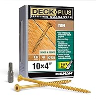 Vista 55 de Deck Plus Tornillos para valla y madera exterior con revestimiento epoxi de 2 pulgadas #8 x 2 Torx/Star Drive Incluido, rosca gruesa, tornillo Rojo
