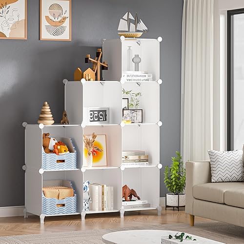 Miniatura 4 de Neprock Organizador de armario, organizador de almacenamiento de 9 cubos, estante para libros, almacenamiento de hilo de ropa para organización de