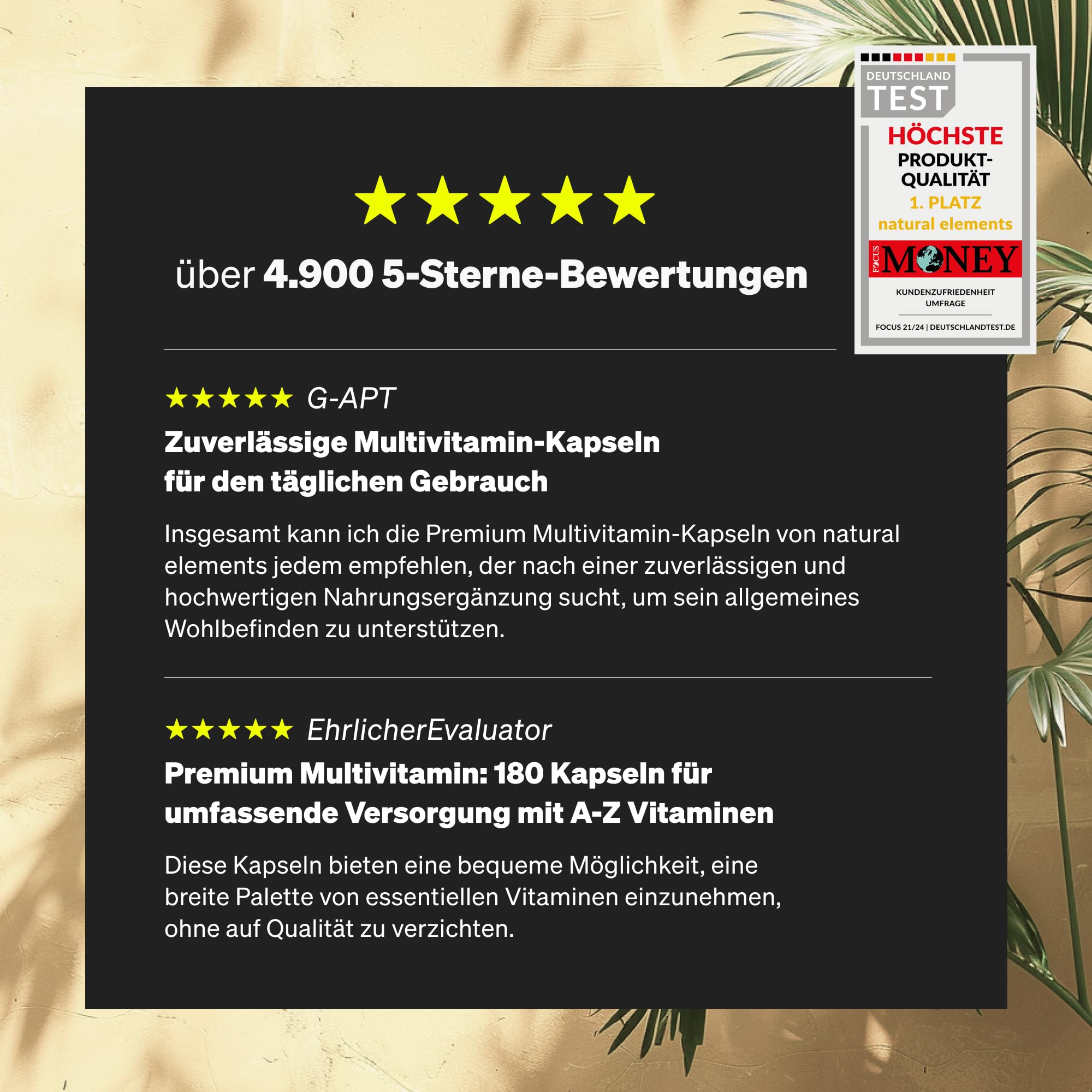natural elements Premium Multivitamin – 180 hochdosierte Komplex-Kapseln – wertvolle Vitamine A-Z – Premium-Rohstoffe – mit Bioaktiv-Formen – ohne unnötige Zusätze – laborgeprüfte Qualität