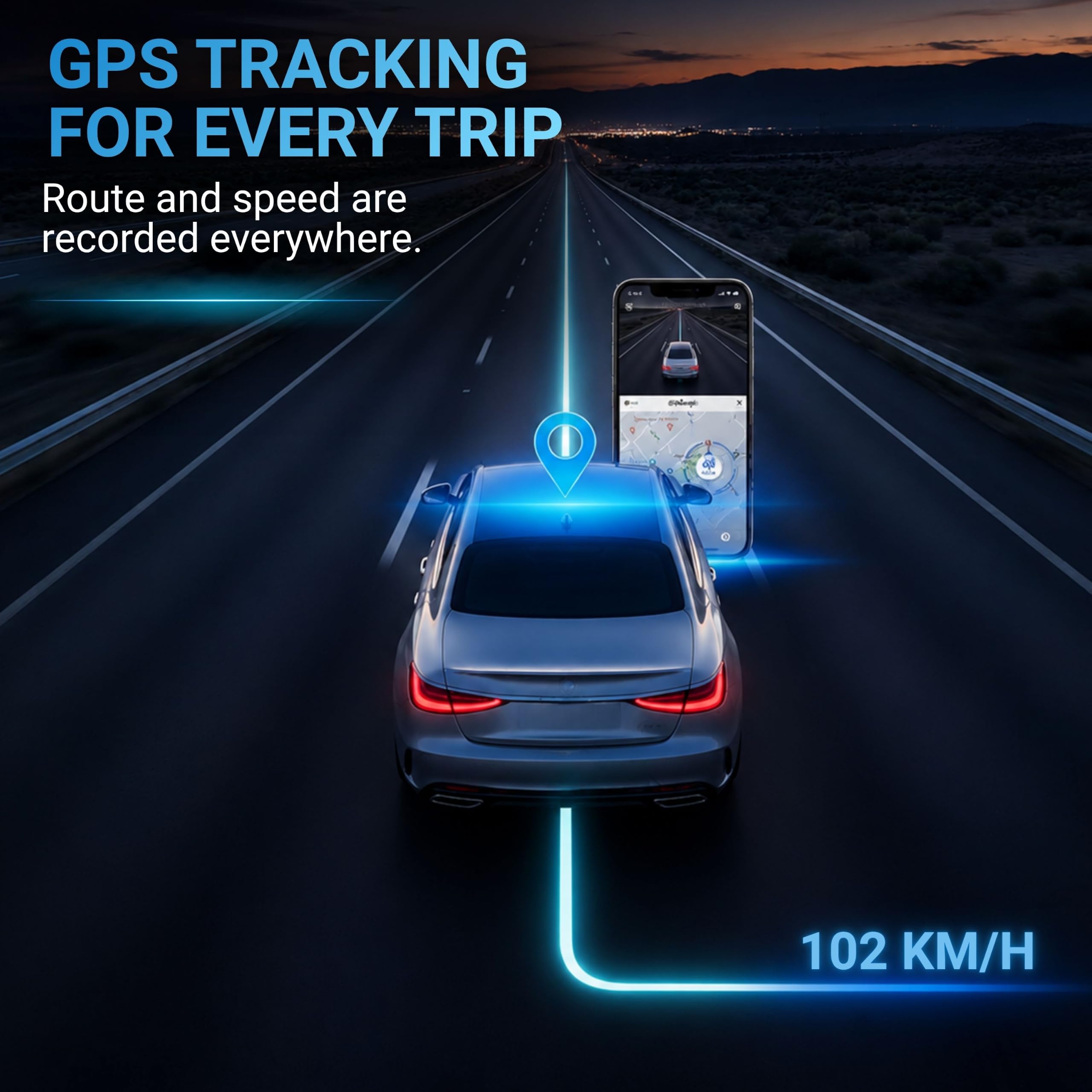 AutoSky Dashcam 4K con telecamera di retromarcia, WiFi e GPS, sensore G, registrazione in loop, visione notturna, monitoraggio del parcheggio