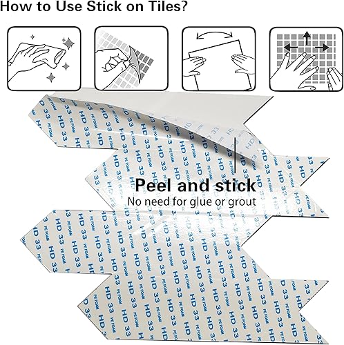 Miniatura 7 de Kasaro Azulejo protector contra salpicaduras para pared de cocina, despegar y pegar, 10 piezas de mosaico autoadhesivo de mármol, azulejos