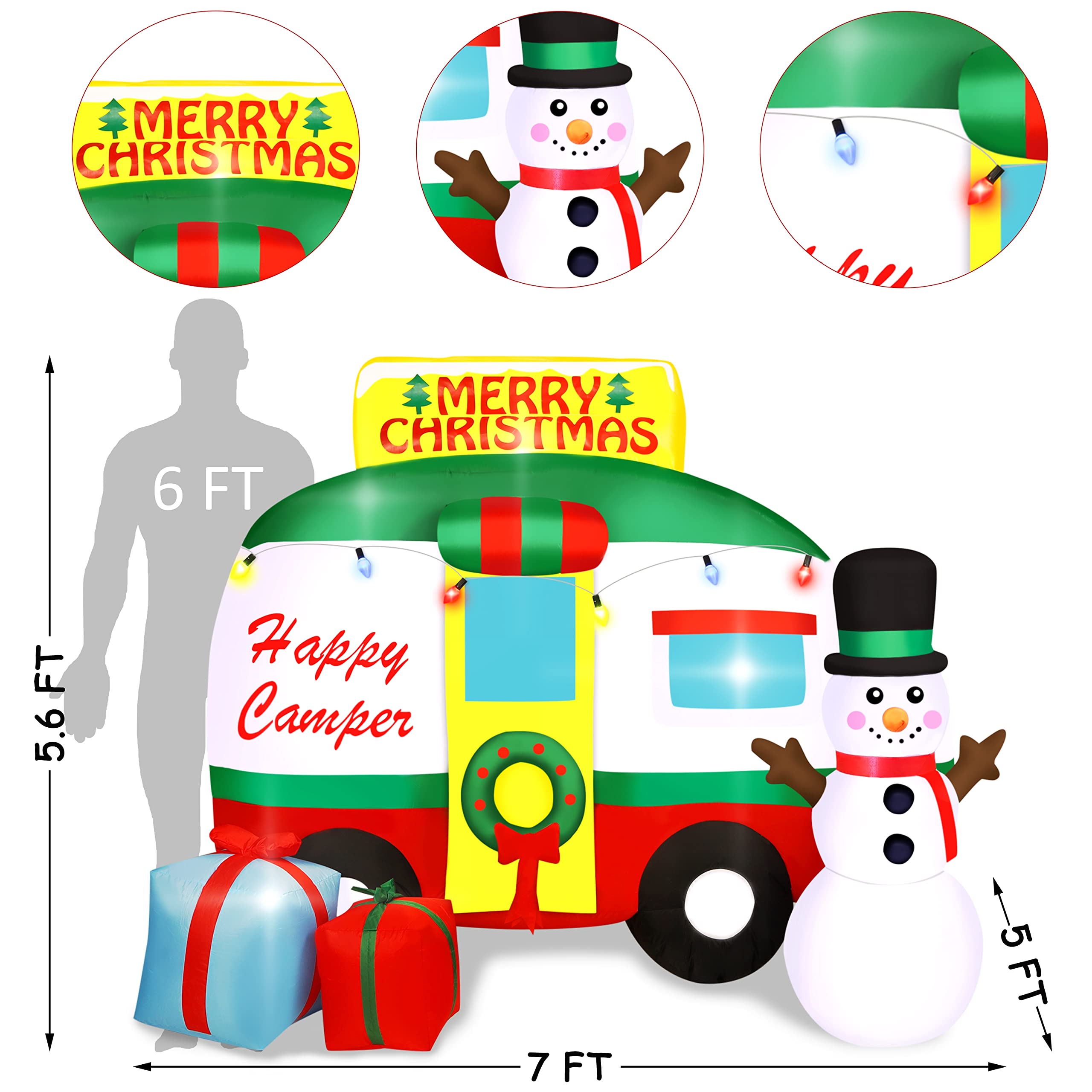 ATDAWN 7 Ft Christmas Inflatable RV