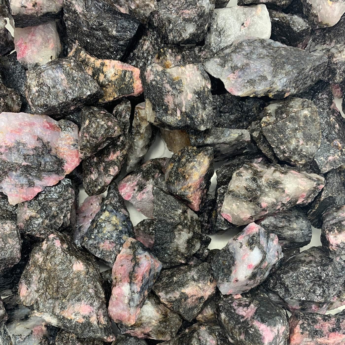 WireJewelry 3 Lbs of Bulk Rough Rhodonite Stone - Large Natural Rough Stone and Crystals for Tumbling