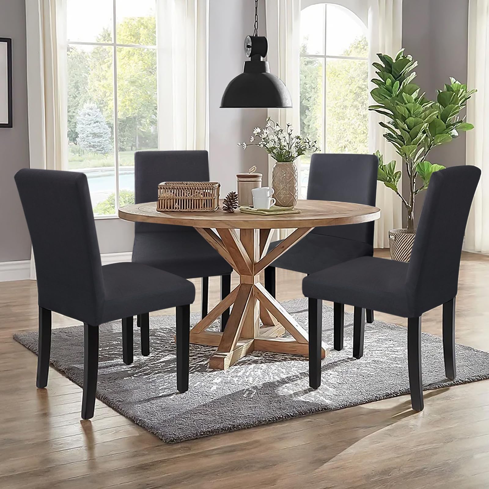 Sufdari Chair Covers 2 Grey,Stretch Dining Chair Covers - Image 2