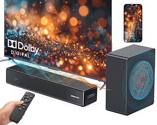 GEOYEAO HD059 2.1ch Soundbar with Subwoofer - 100W Dolby Digital, 3D Surround, HDMI eARC/Bluetooth, DSP Modes for Smart TV Home Theater