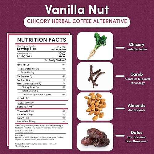 Miniatura 57 de Teeccino Café alternativo de frambuesa y moca con achicoria – Café herbal molido que es prebiótico, libre de cafeína y ácidos, tostado oscuro, 11