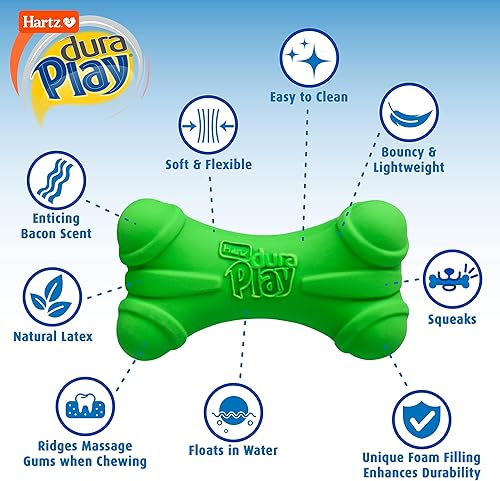 Miniatura 3 de Hartz DuraPlay Bone - Juguete chirriante de látex para perro, grande, paquete de 3