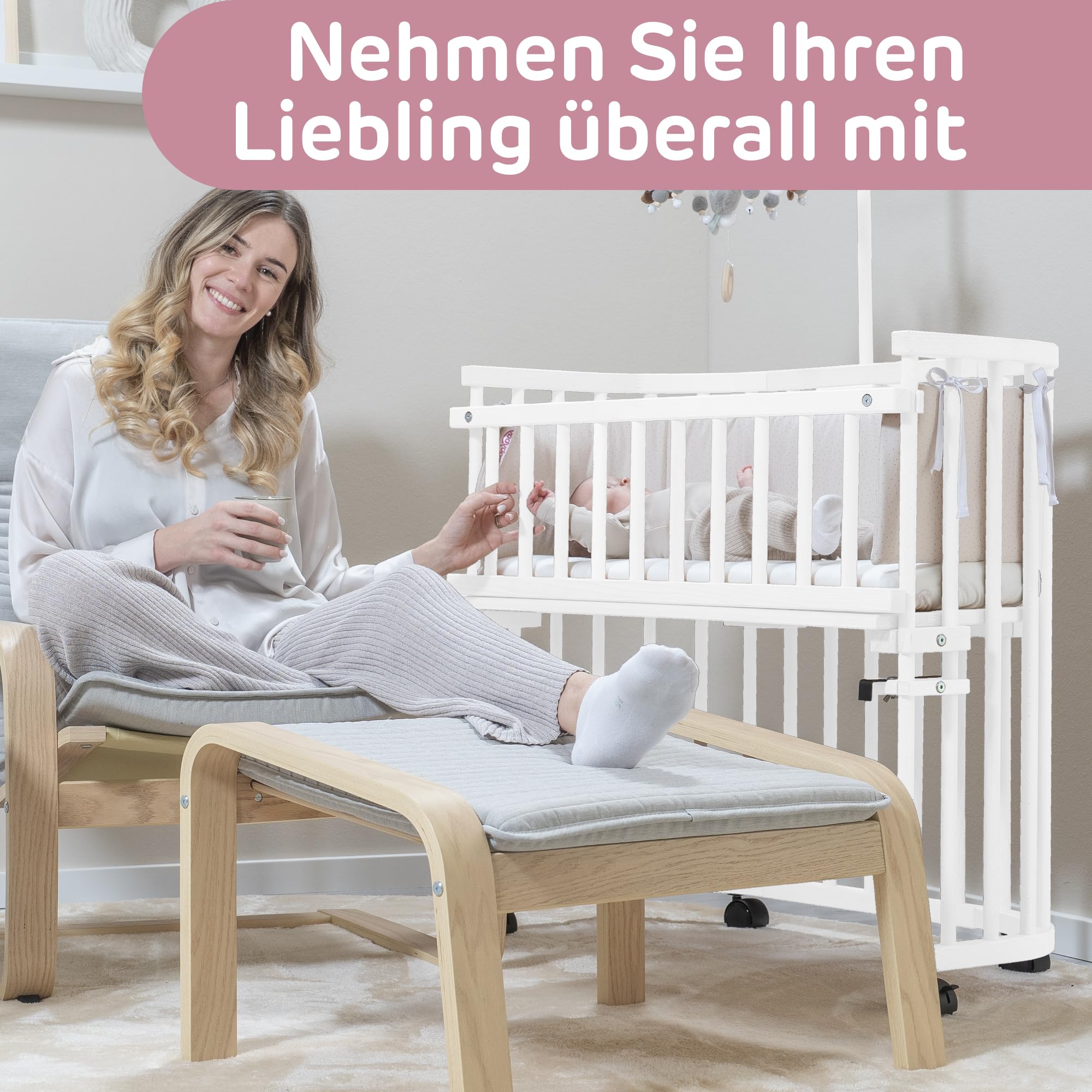babybay Maxi Comfort Plus łóżko do spania w kolorze białym