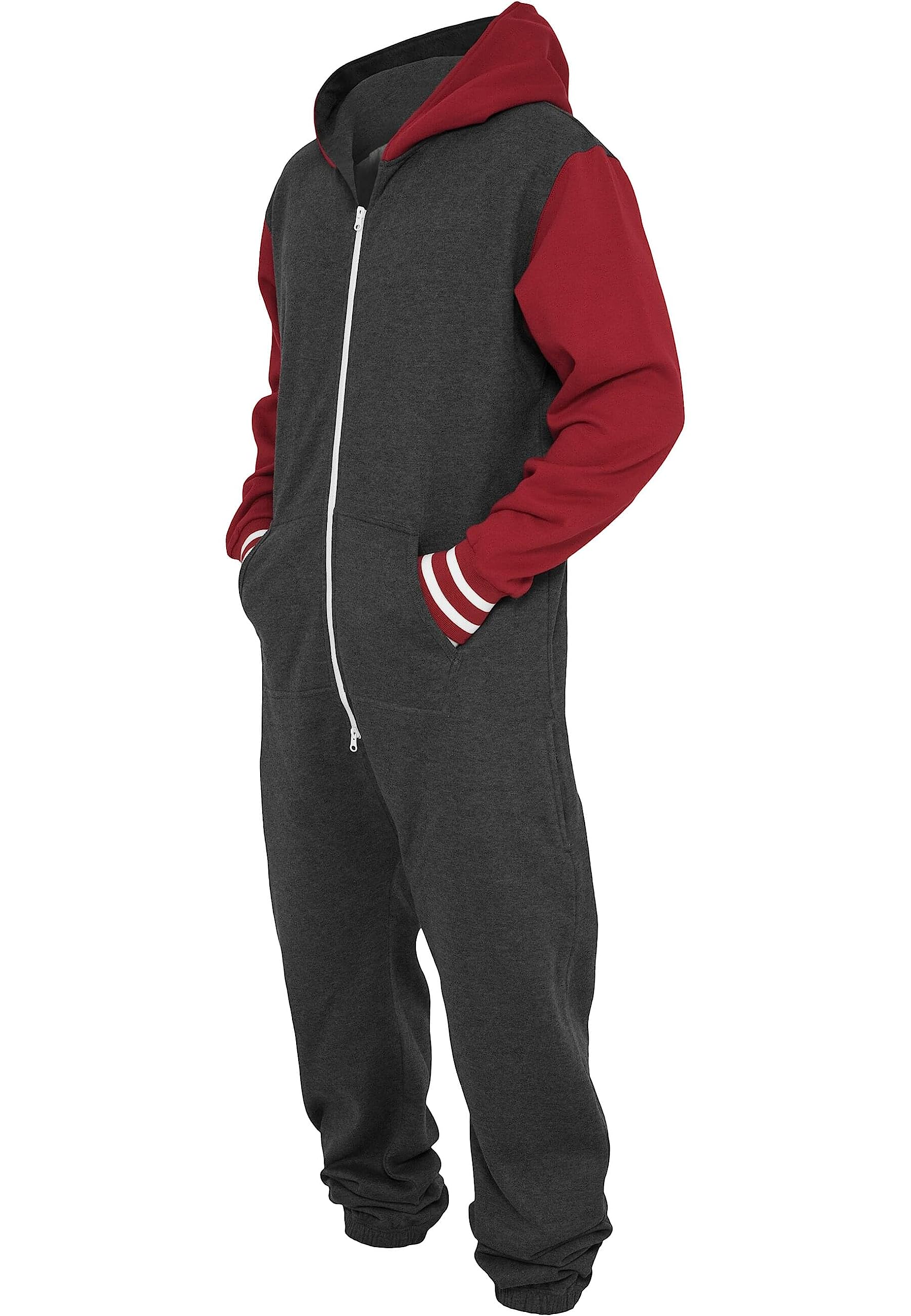 Urban Classics Męskie śpioszki College Sweat Jumpsuit, wielokolorowy (Cha/Ruby 465), XL-XXL