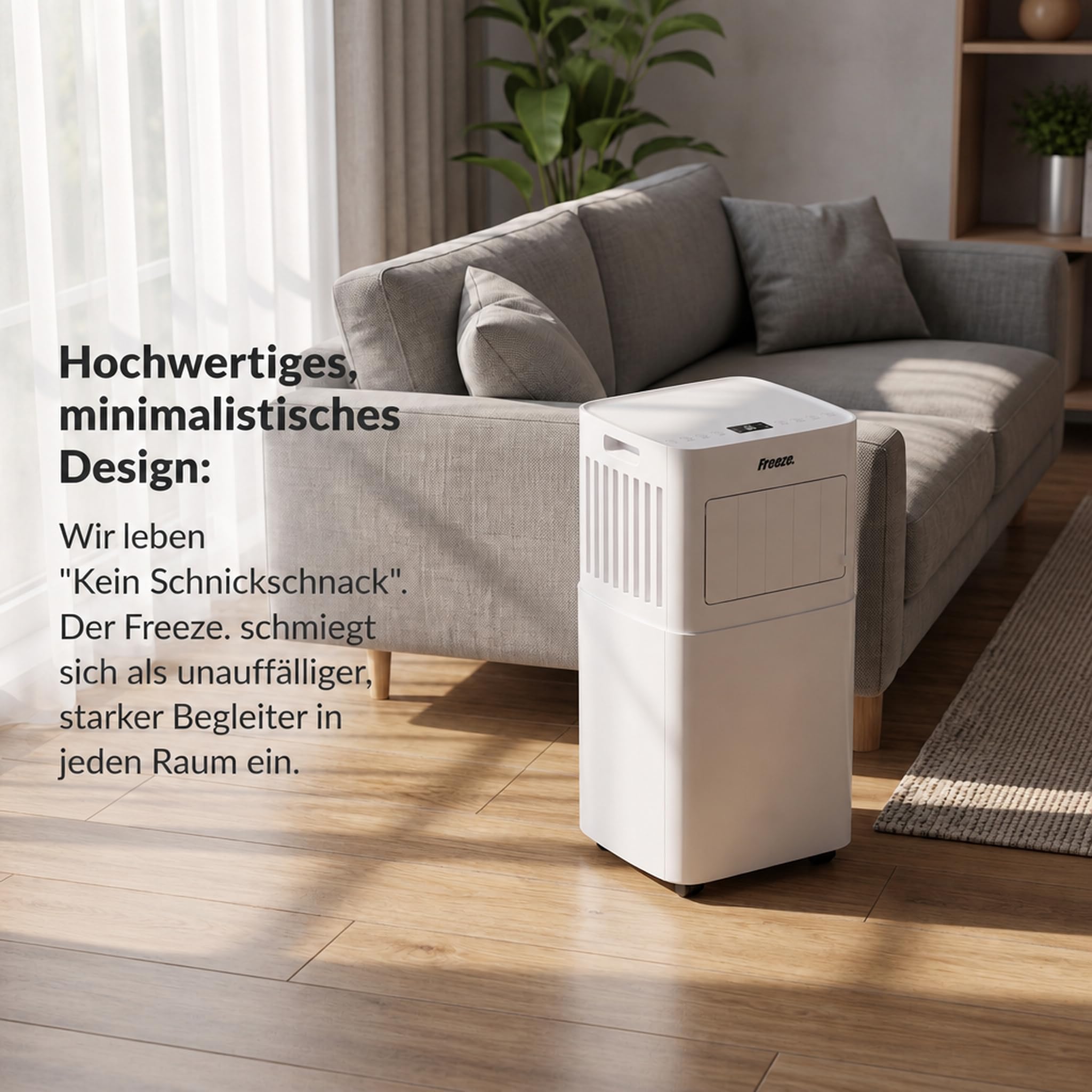Freeze. nineH 9000BTU Mobile Klimaanlage mit Wärmepumpe, weiß, Monoblock-Klimaanlage und Heizung mit LED-Anzeige, Fernbedienung, Schlafmodus, verstellbarem Luftauslass, inkl. Abluftschlauch und Fenste
