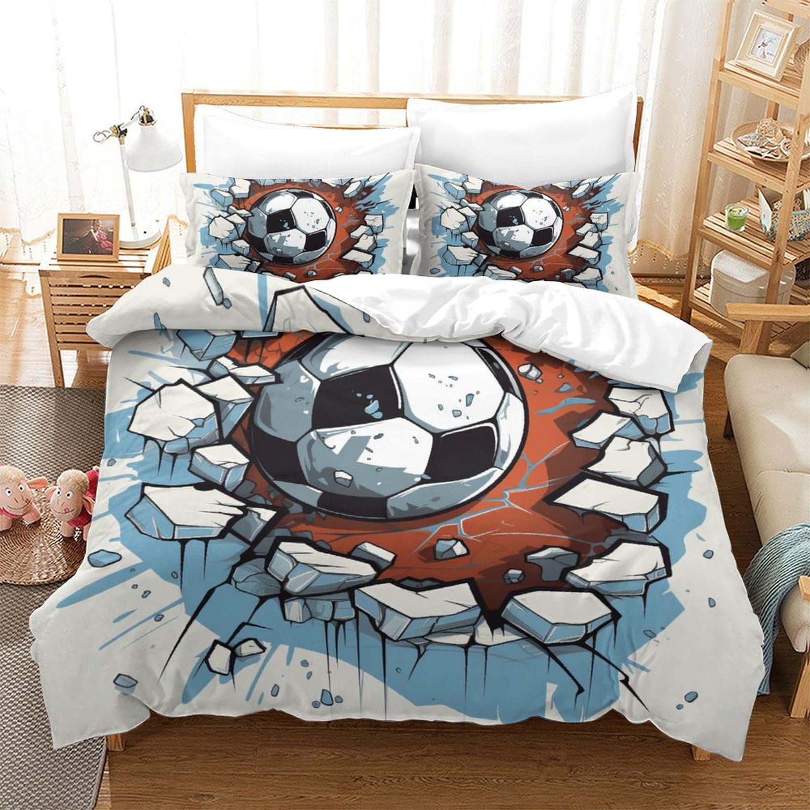 Housse de couette football 3D anti-acarien housse de literie pour enfants