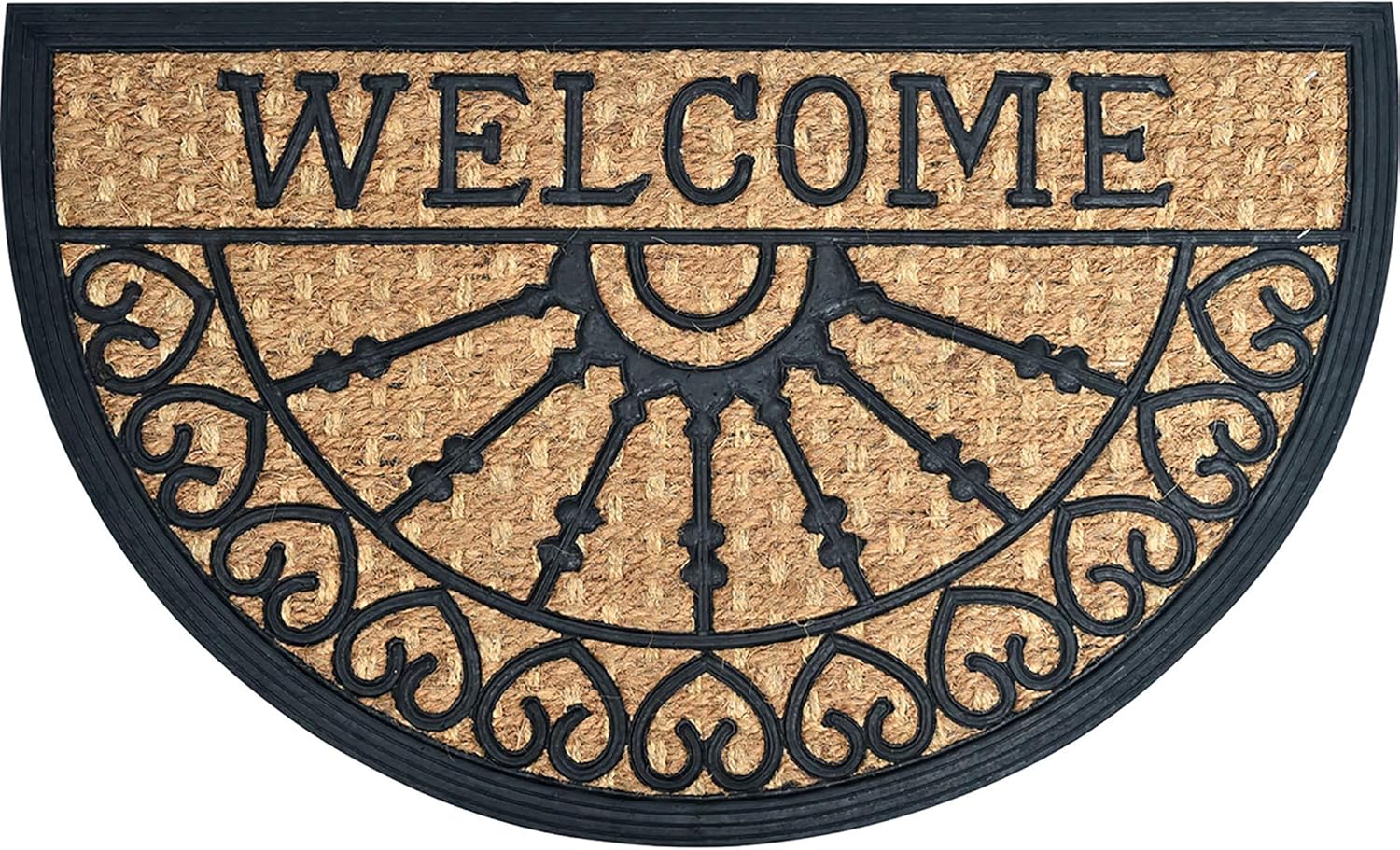 Evideco 140191002 Doormat, Half Moon Welcome