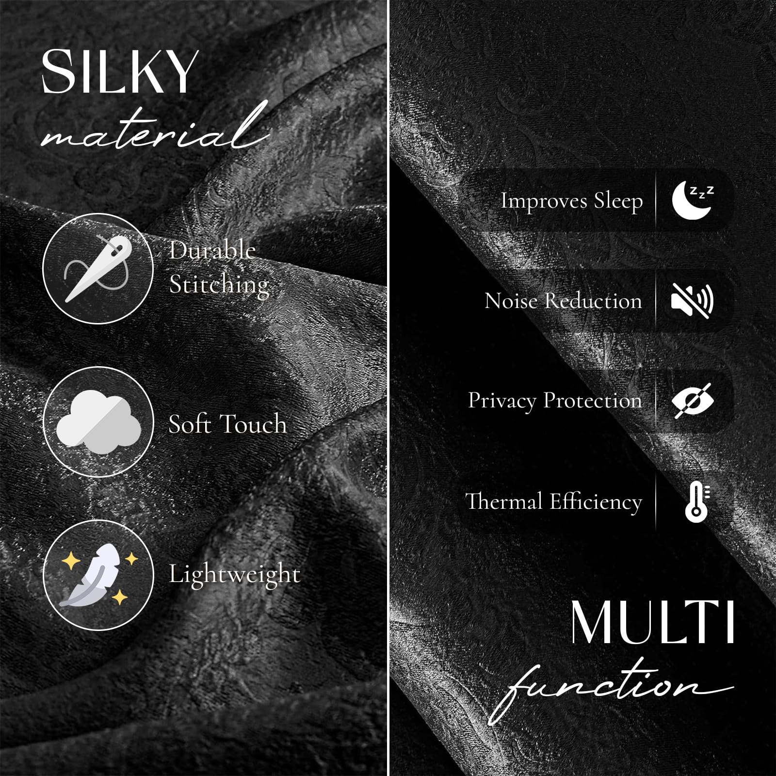 OpulentDreams Embossed Woven Thermal Curtains, Room Darkening Ring-Top Curtains for Bedroom & Living Room, Includes Tie Backs - Image 3