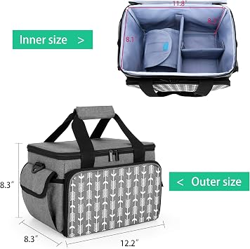 Yarwo Carrying Case Compatible with Cricut Joy, Easy Press Mini & Supplies | Detachable Divider, Multi Pockets for Cutting Mat, Vinyl Sheet & Tools, Protective Nylon, Handle & Shoulder Strap, Daily Use