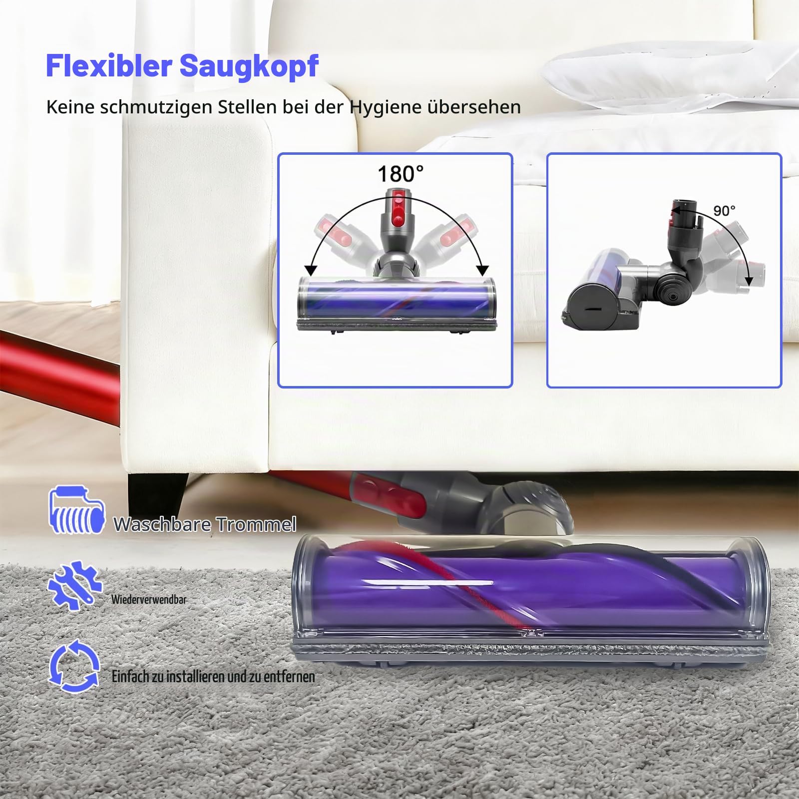 Bürste kompatibel für Dyson V7 V8 V10 V11 V15 Staubsauger