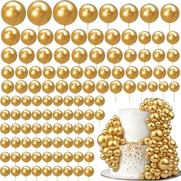 113 PCS 5 Size Ball Cake Picks Colorful Ball Shaped Cake Topper Pearl Balls Cupcake Cake Insert Topper for Birthday Party Wedding Decoration Supplies