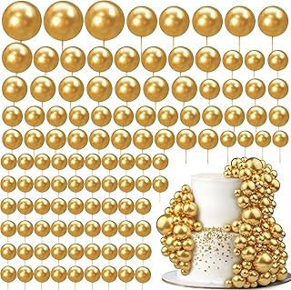 113 PCS 5 Size Ball Cake Picks Colorful Ball Shaped Cake Topper Pearl Balls Cupcake Cake Insert Topper for Birthday Party Wedding Decoration Supplies