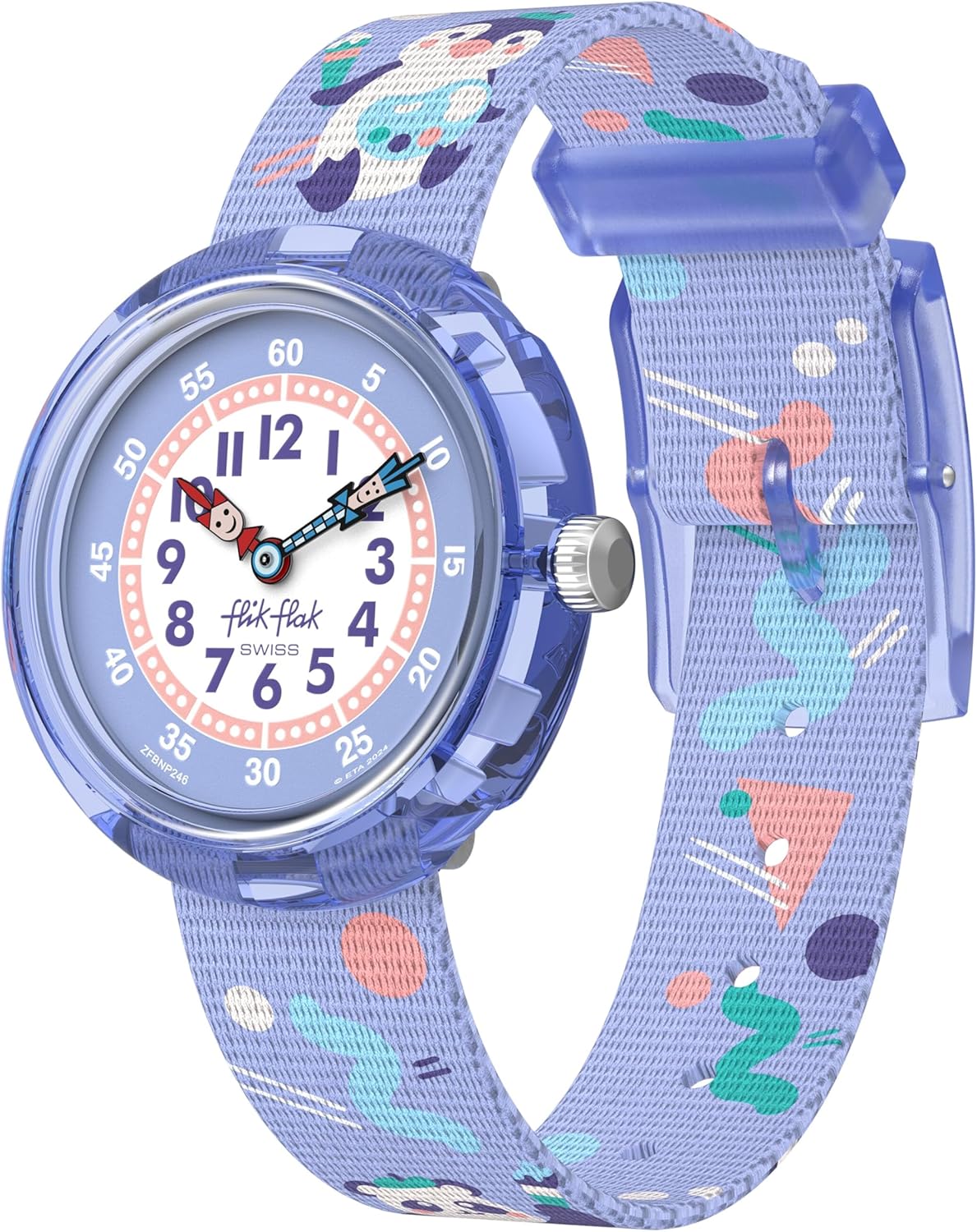 Flik Flak Girl Kids Watch Casual Purple Bio-sourced Water Resistant Quartz Arty Animals