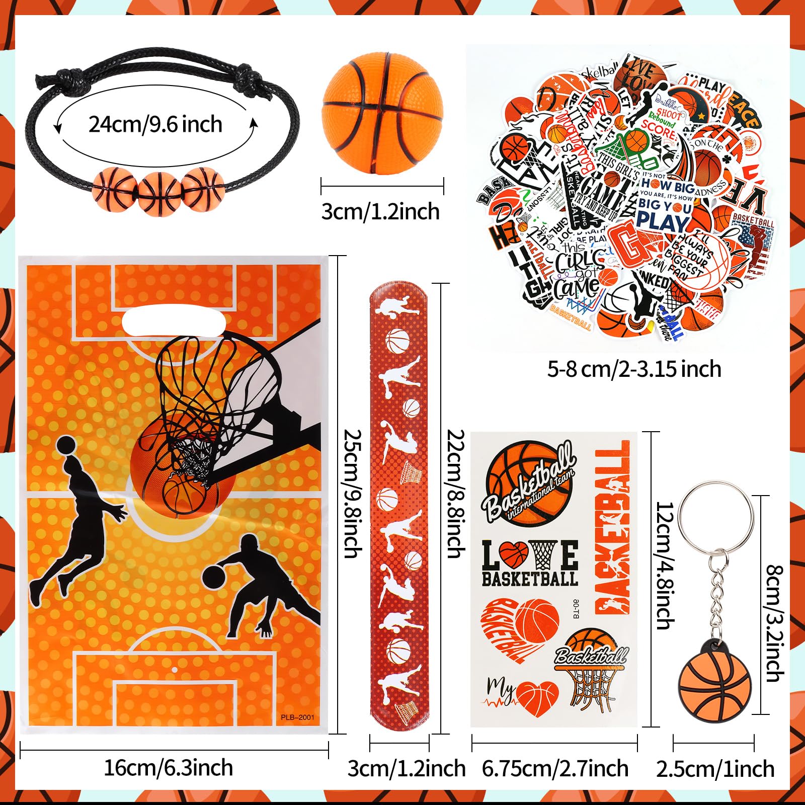 Kolewo4ever 294 Pieces Basketball Party Favors Supplies Set Bulk Sports Goodie Bag Fillers for Sports Party Gifts Bags (Basketball)