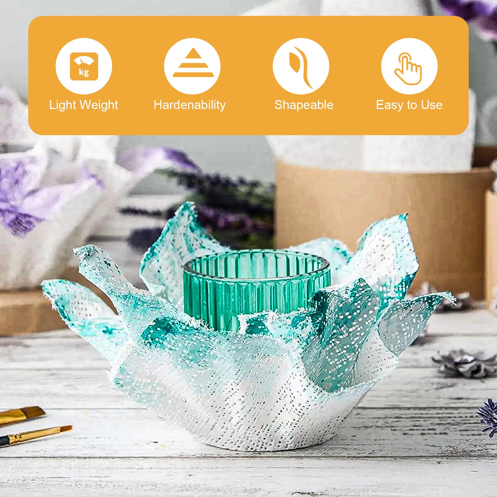 5/7.5/10cm x 2.7m Rollo de Vendas de Escayola, 6 Rollos Vendaje Ideal para Hacer Moldes, Transpirabilidad Tela de Yeso para Modelar, Excelente Plasticidad Esparadrapo Artístico para Creativo Máscara
