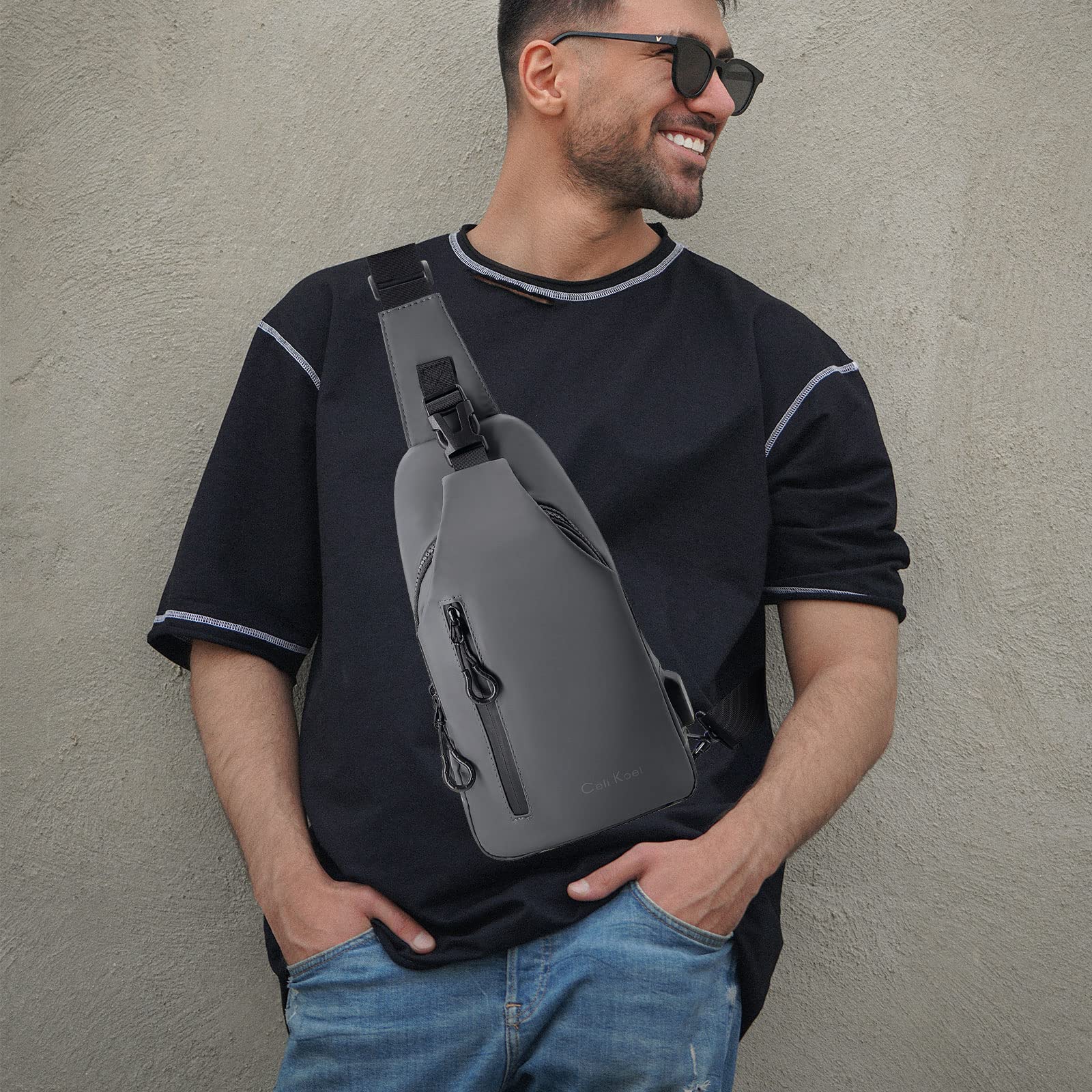 Long Keeper Zaino Monospalla Piccolo - Leggero Borsa a Tracolla Sling Bag Marsupio Tracolla Uomo Donna Con porta di ricarica USB