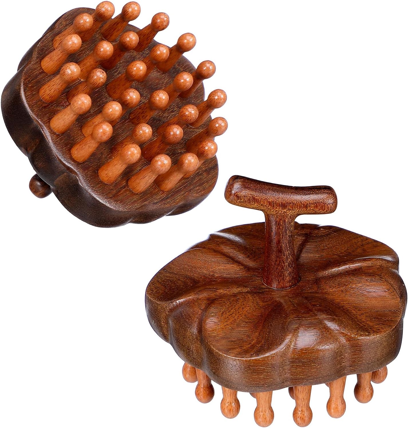 ElevateTech Wooden Scalp Massager Comb, Natural Wooden Hair Brush | for Promote Hair Growth, Portable Handheld, Head Gua Sha Brush, Round, Anti-Static, Head Massage Tool, for Men Women, Spa