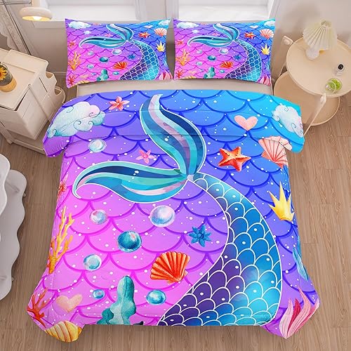 Miniatura 8 de NINENINE Galaxy Bedding - Juego de edredón de tamaño matrimonial para niñas, juego de ropa de cama espacial para niñas, juegos de ropa de cama de