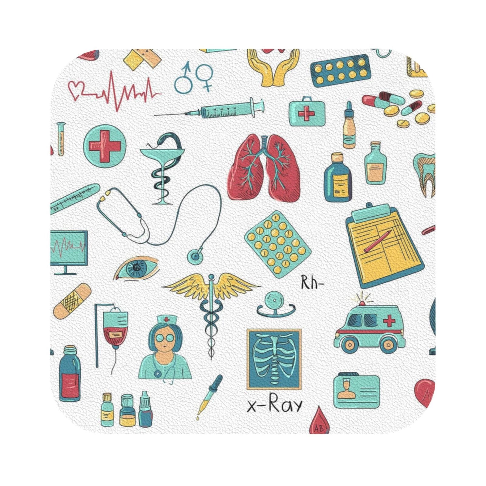 abstraction biology chemistry4 PU Leather Coasters Set of 6 Square Drink Coasters