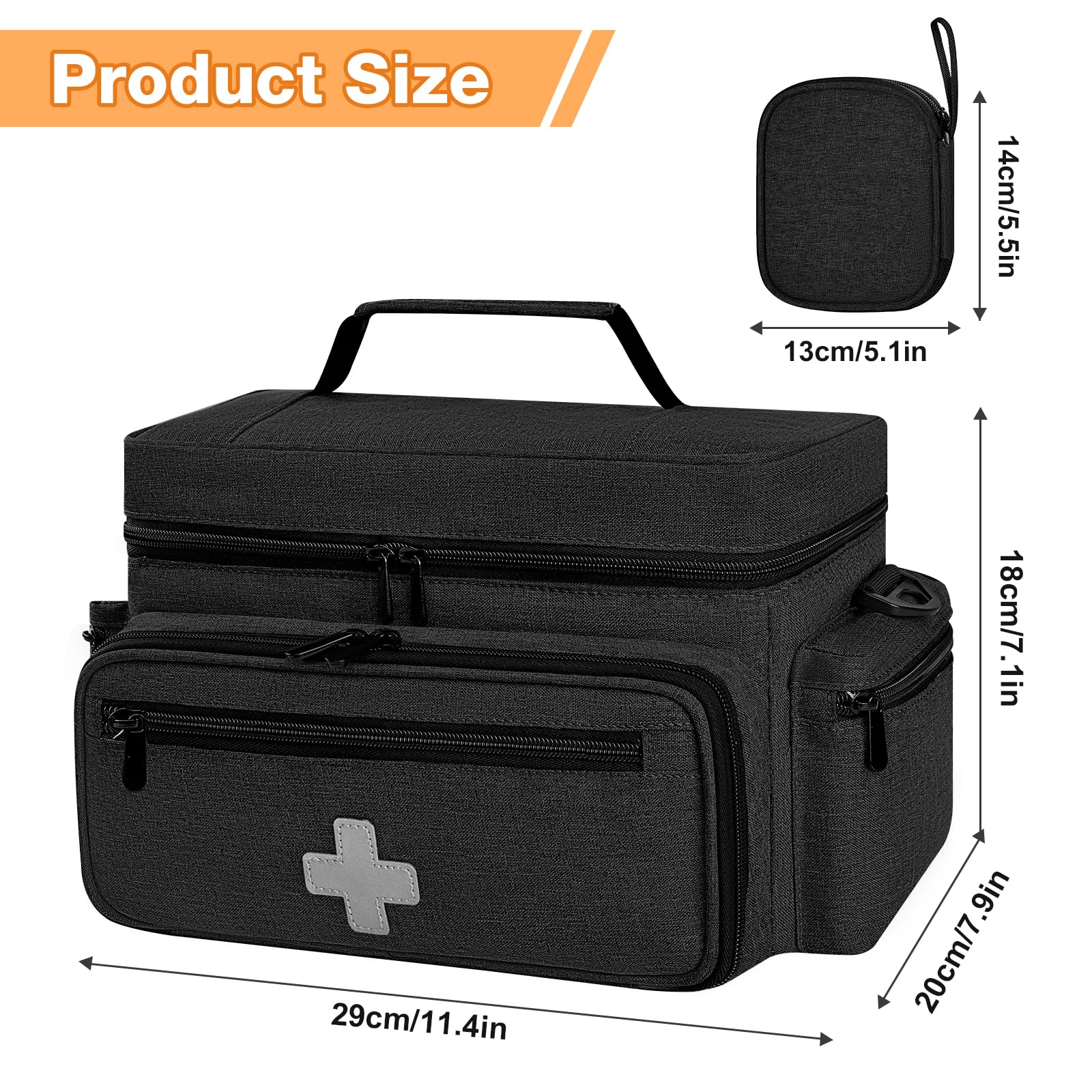 Eurhomewit Sac Médical de Premiers Secours avec Bandoulière pour Infirmière et Médecins - Visites à Domicile, Soins de Santé, Hospice et Voyage