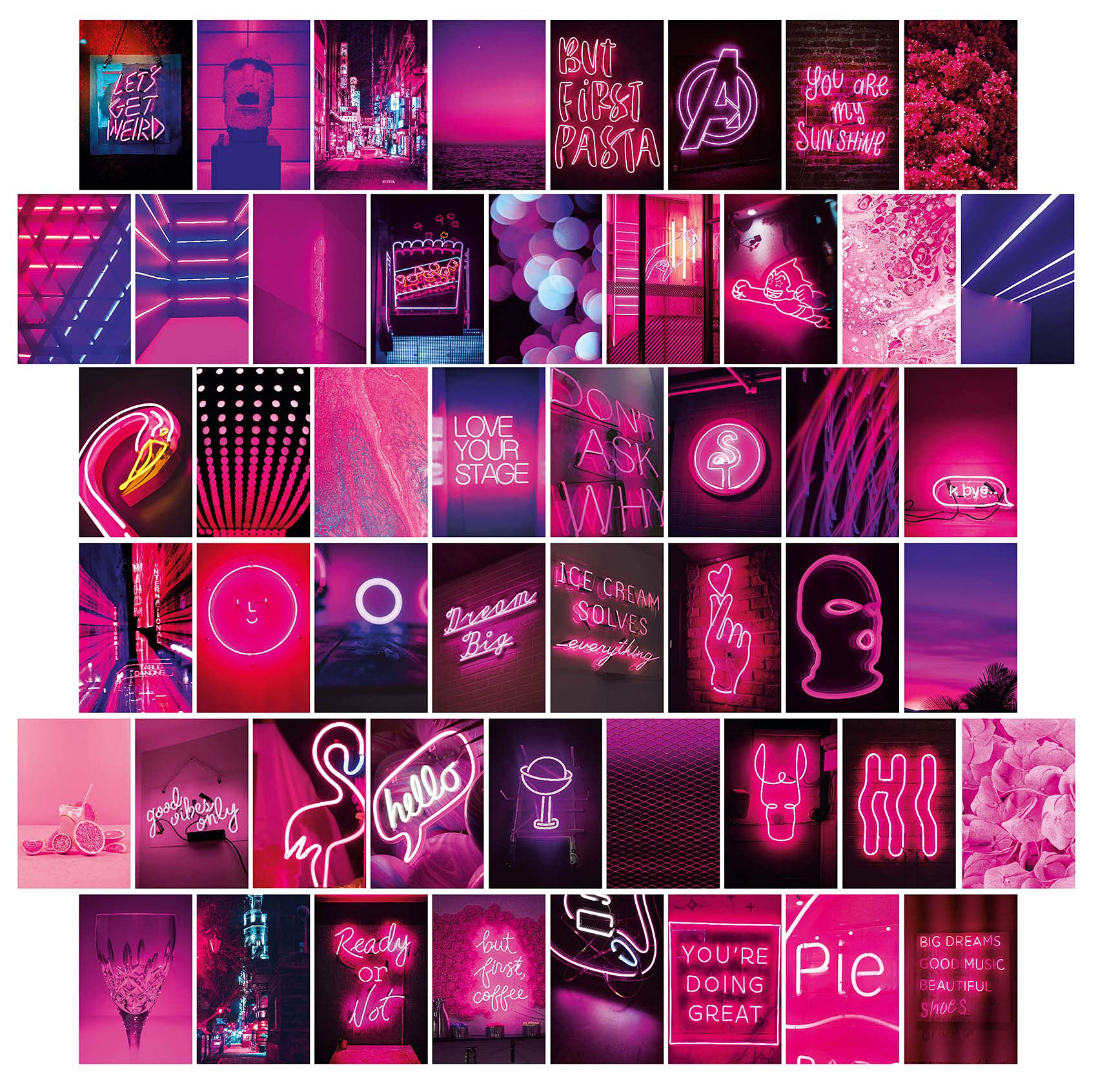 Buy DeepB Neon Pink Neon Purple Wall Collage Kit Aesthetic Pictures, 50