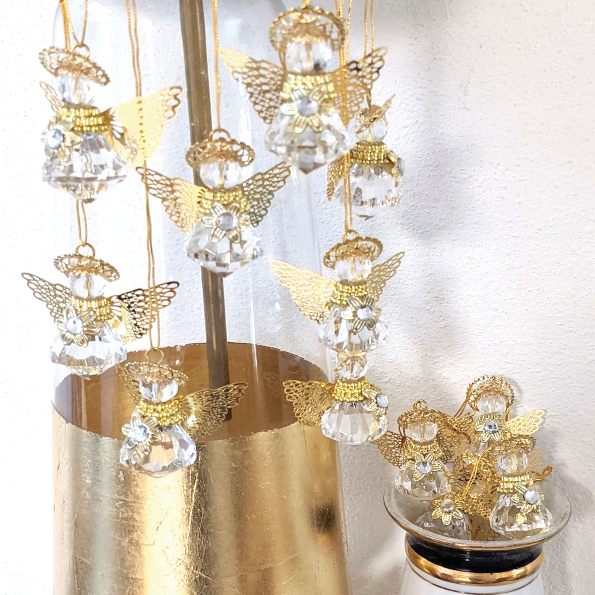 Linpeng Angel Ornaments for Christmas Tree, Hanging Ornaments, Car Hanging Ornament Interior Décor, Clear, Pack of 12 (16000-C)