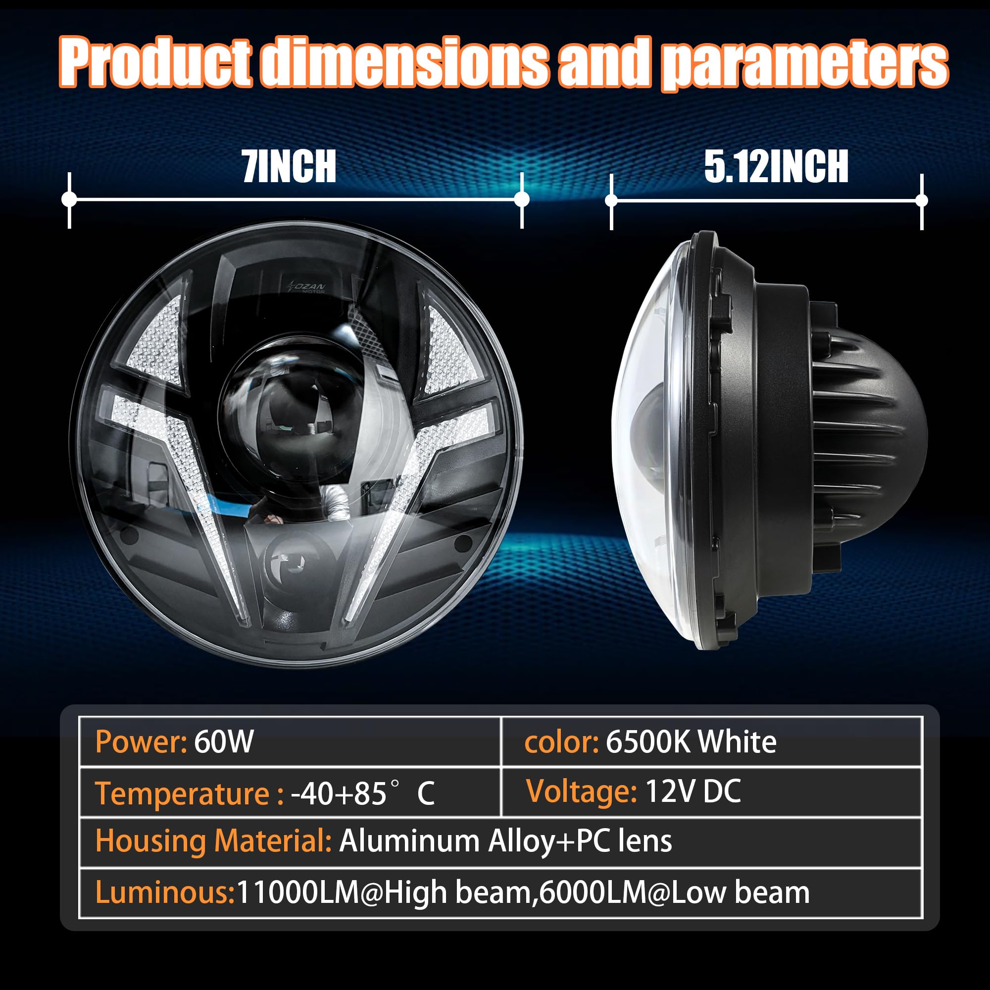 Amazon.com: HENGTUAOTO 7inch Motorcycle Headlight Laser Light with