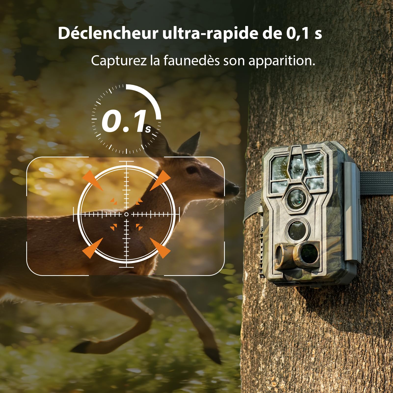 GardePro E5 2.0 Pro 4K Camera de Chasse, Carte SD de 64 Go | 64MP Caméra de Chasse, Camera Vision Nocturne Animaux Exterieur, Piege Photographique, Camera Detecteur de Mouvement