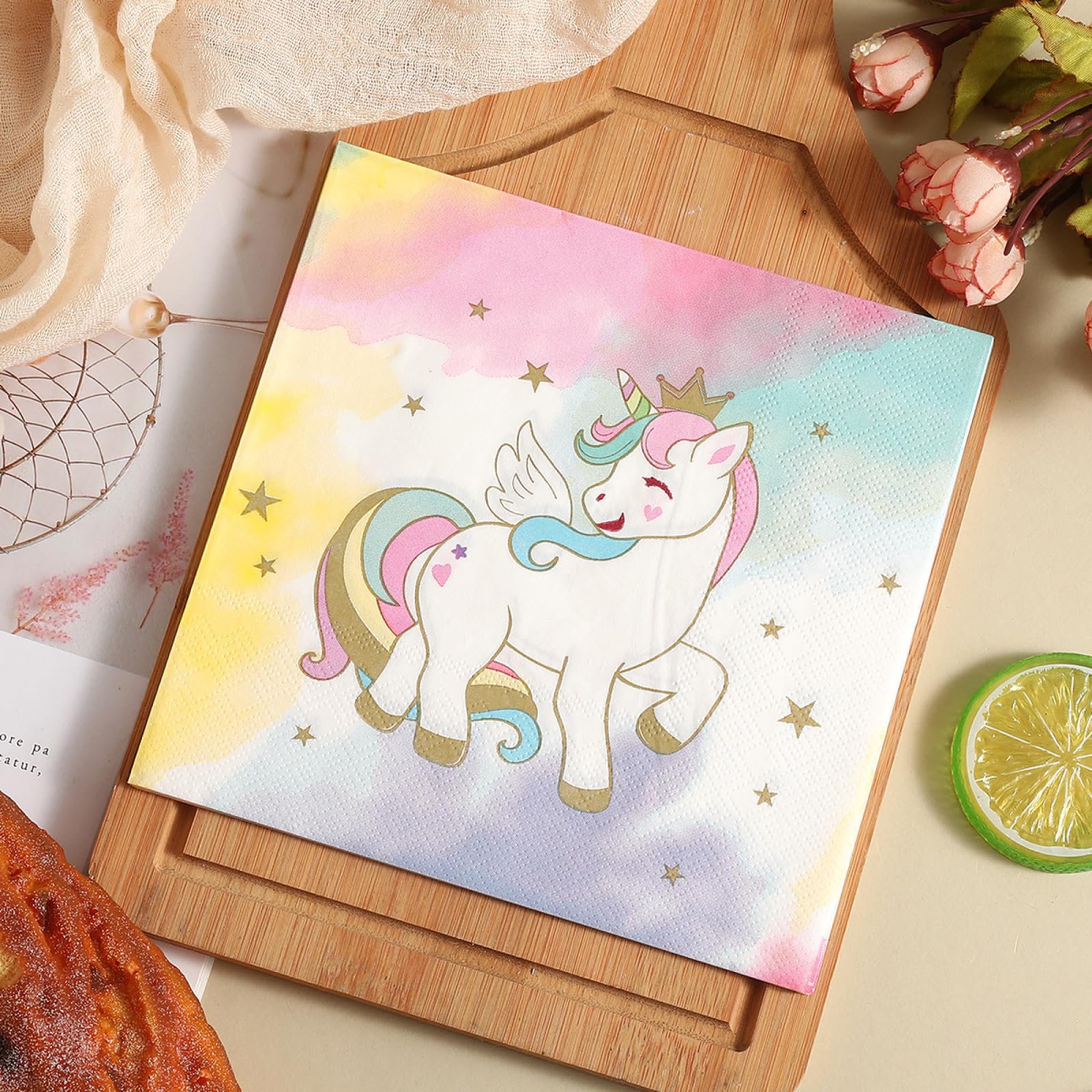 Serviette Papier Anniversaire Étoile Jaune Unicorne Serviette De Table Mariage Serviettes Papier Jetables Cocktail Jetables De Table Mariage Décoration Pour Partys Célébrations 20 Paquet(33x33cm)