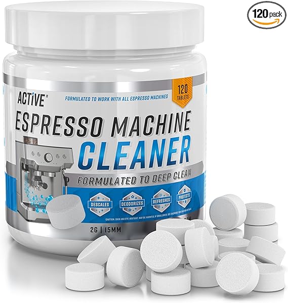 ACTIVE Espresso Machine Cleaning Tablets Descaling - 120 Tabs | Compatible with Breville Barista Express, Gaggia, Delonghi, Jura, Philips | Expresso Maker Backflush Oil Remover Solution Clean Tablet