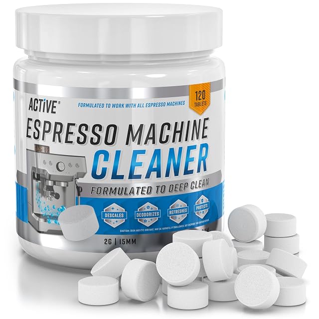 ACTIVE Espresso Machine Cleaning Tablets Descaling - 120 Tabs Compatible with Breville Barista Express Gaggia Delonghi Jura Philips