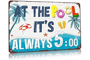 Margaritaville Pool Decorations Outdoor, 'It's 5 O'Clock Somewhere' Pool Rules Sign