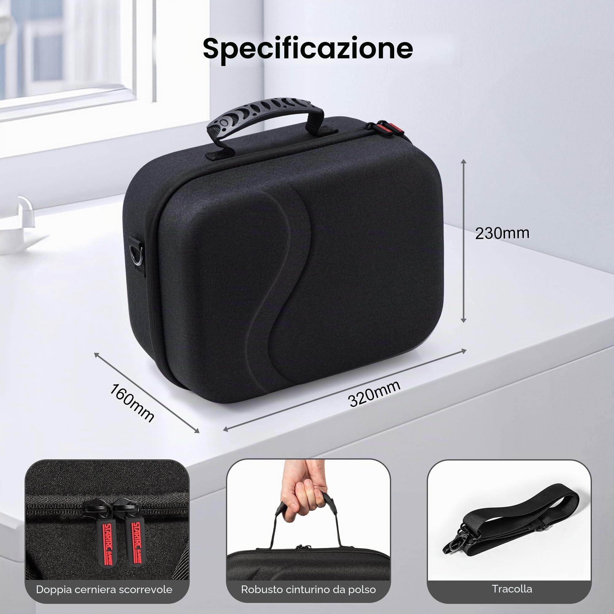 Grande custodia da trasporto per Meta Quest 3S/Quest 3, custodia da viaggio rigida per BOBOVR S3 Pro/Kiwi design, tracolla per batteria, controller e altri accessori, borsa da viaggio portatile per
