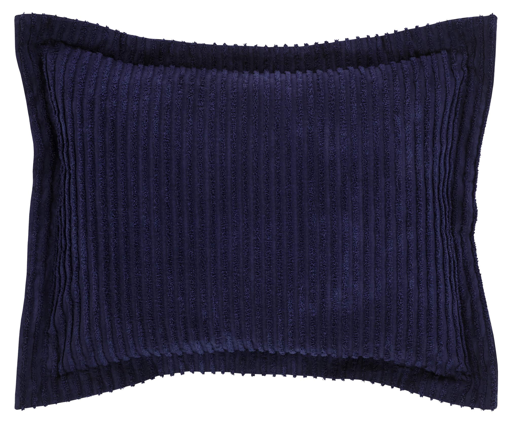 Better TrendsJullian Collection is Super Soft and Light Weight in Bold Stripes Design 100% Cotton Tufted Unique Luxurious Machine Washable Tumble Dry, Standard Sham, Navy