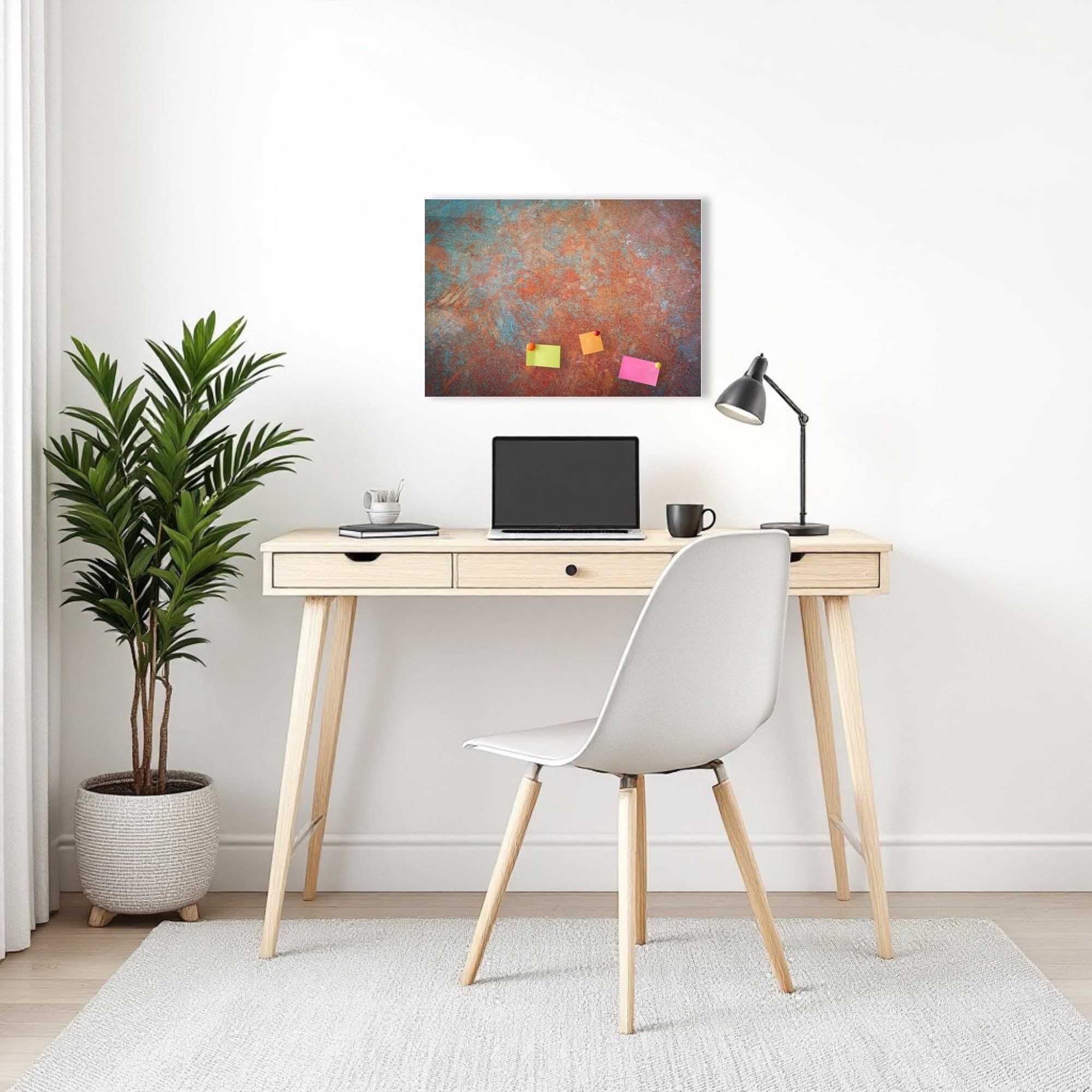 Tablero de Notas Magnético sin Marco – Elegante Tablero Metálico & Superficie de Borrado en Seco para Escritura, Organización y Decoración de Pared (Tamaño 60cm x 40cm)