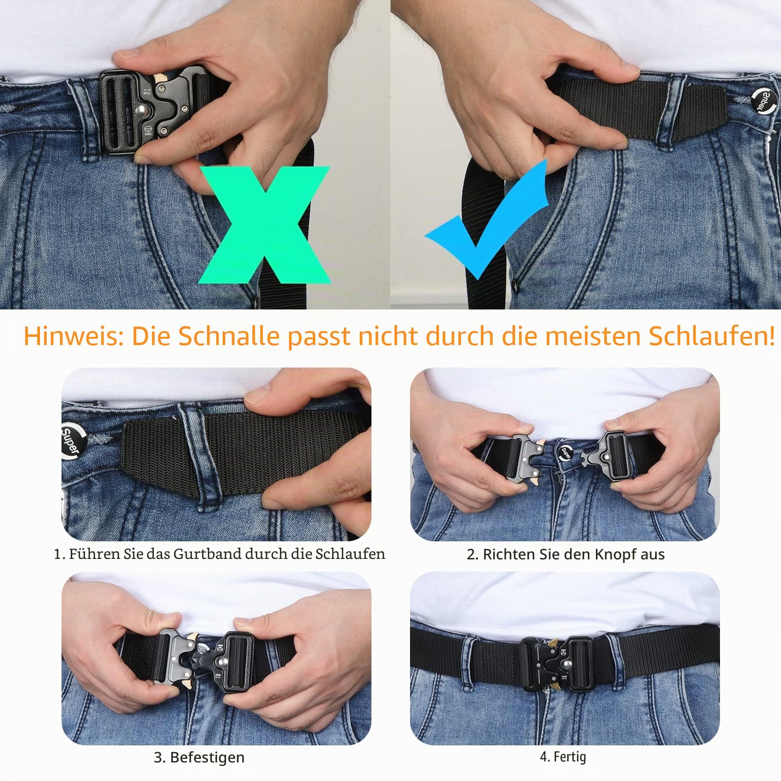 2 PCS Tactical Belt & Molle Pouch & Snap Hook 49"x1.5" Nylon Military Belts with Heavy Duty Quick Release Metal Buckle,Taille Arbeitsgürtel für Männer/Frauen Outdoor Sports Camping Jagd