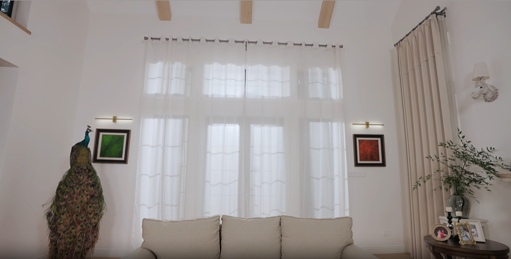 H.VERSAILTEX Lot De 2 Rideaux Semi-transparents En Lin Naturel Avec œillets En Nickel Ajouté, Rideaux Doux Et Riches Pour Chambre/salon, 132 X 213 Cm, Brume Marine
