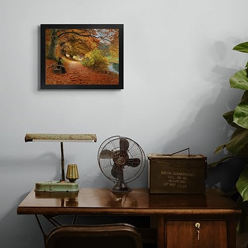 Miniatura 4 de Cabaña perdida un camino boscoso en otoño por Hans Andersen Brendekilde  Impresión enmarañada en marco plano negro  Reproducción de pinturas de